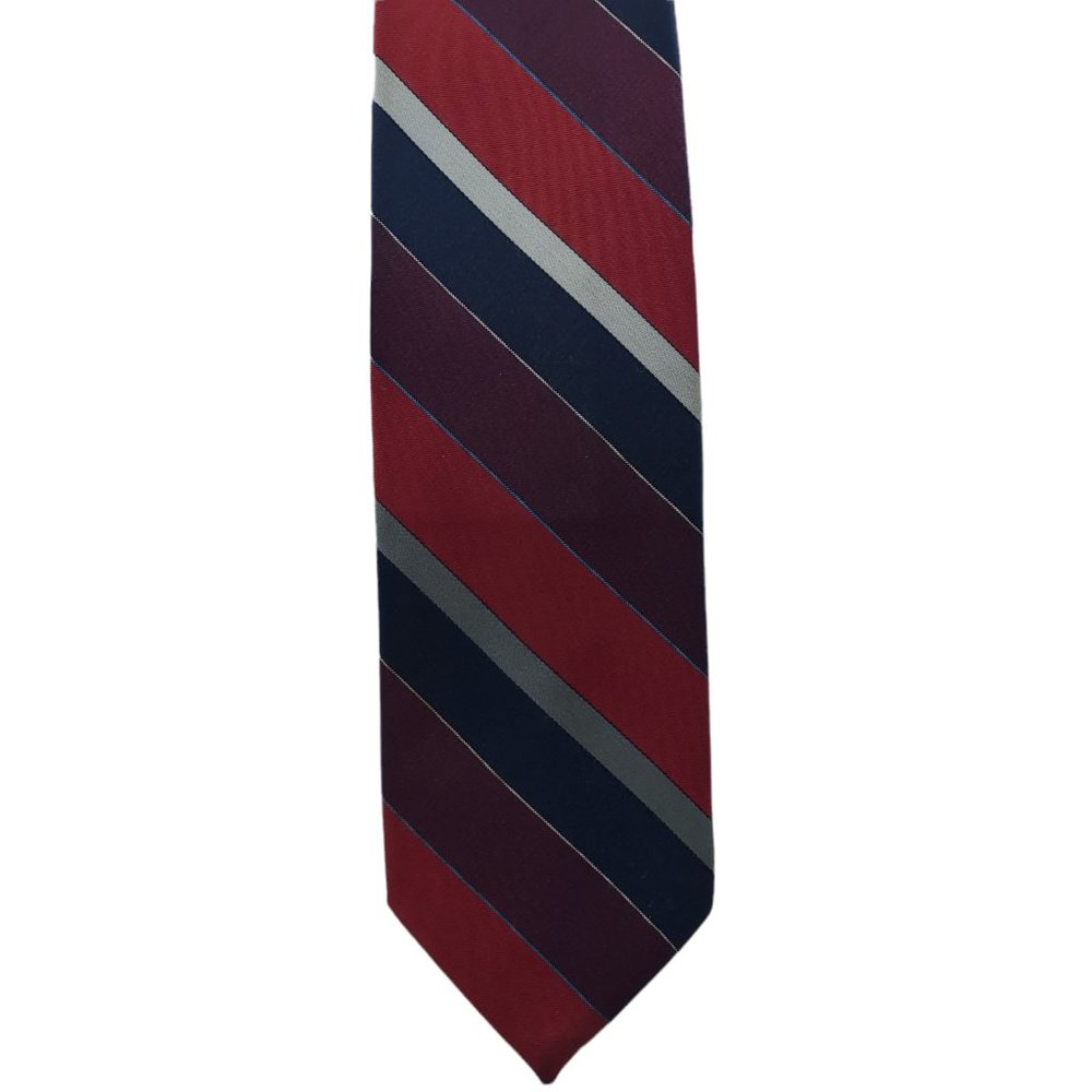 Wembley Stripe Pattern Red Polyester Silk Necktie - image 1